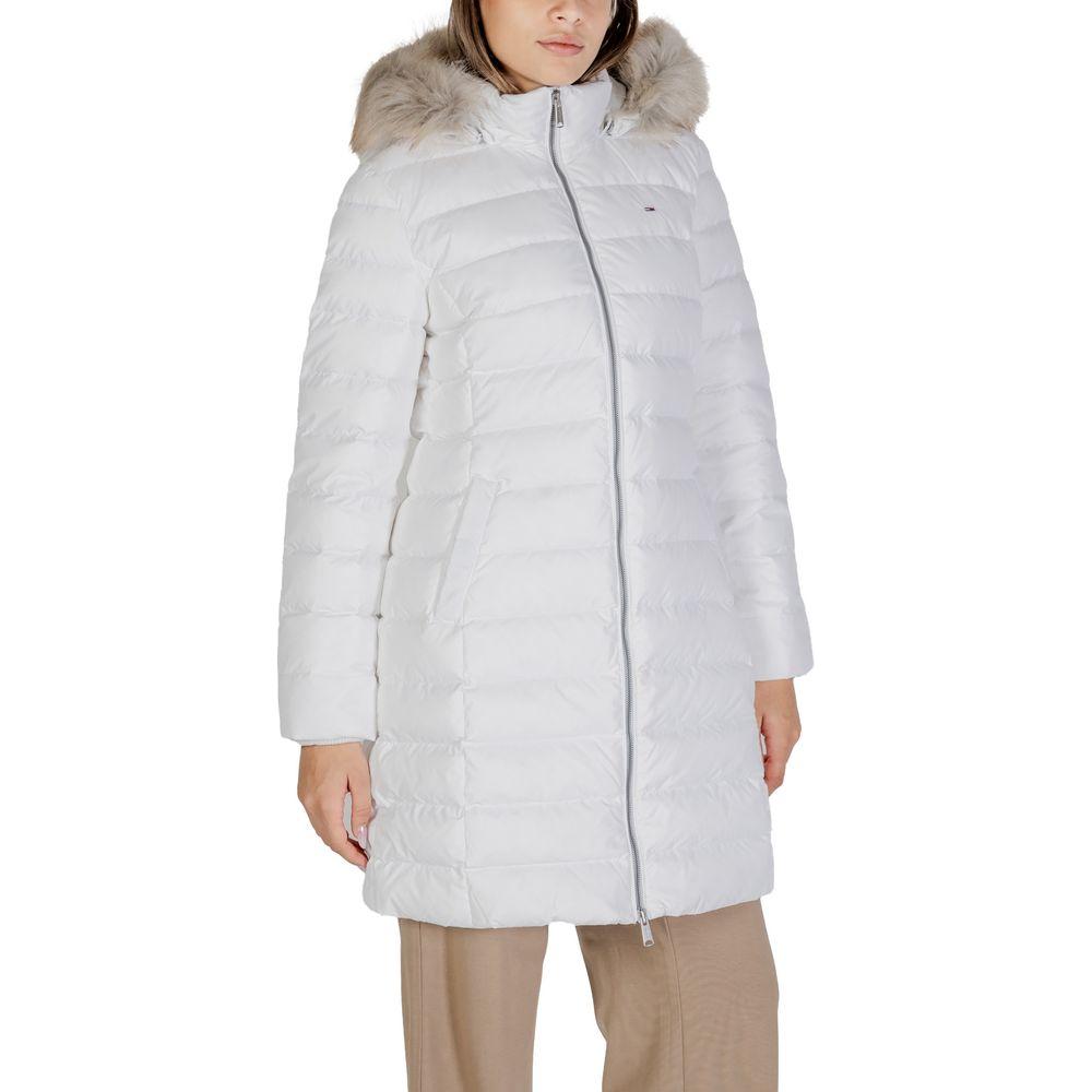 Tommy Hilfiger Jeans White Recycled Polyester Jackets & Coat Tommy Hilfiger Jeans Light Gray