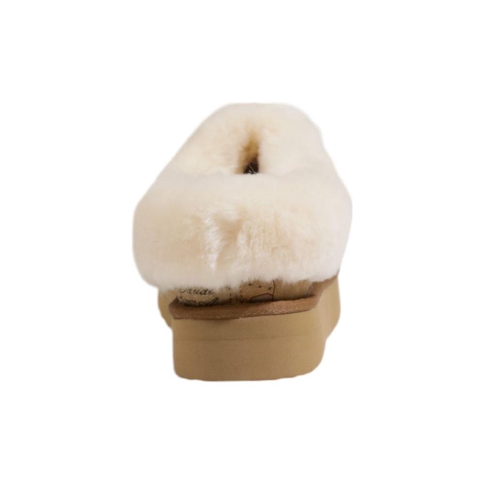 Alviero Martini Prima Classe beige fabric boot, women's fall-winter collection, 100% fabric shown from back view.