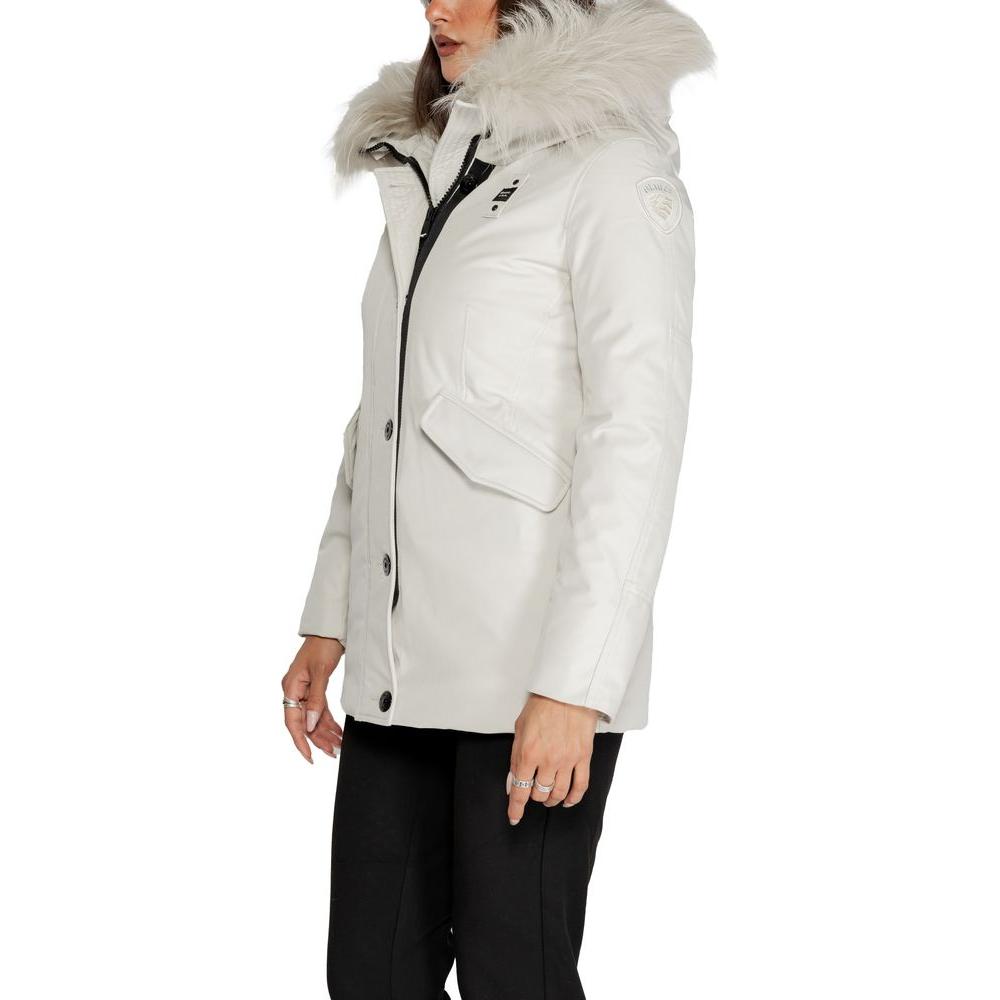 Blauer White Polyester Jackets & Coat Blauer Light Gray