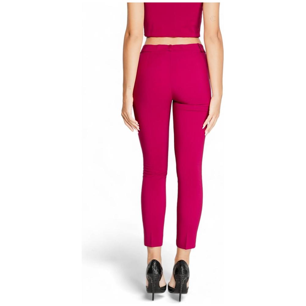Back view of Rinascimento Bordeaux polyester jeans for women, featuring high-waist and slim-fit. Fall/Winter collection.