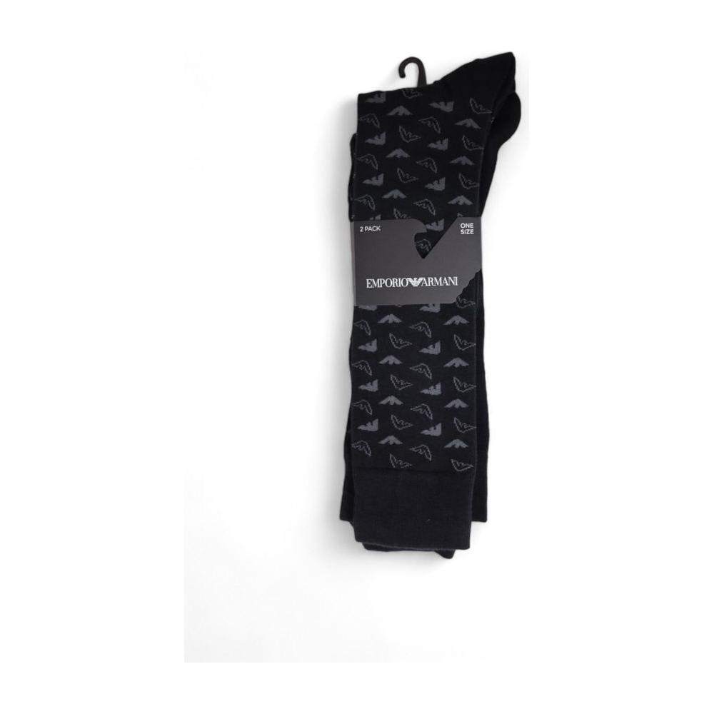 Emporio Armani Underwear Black Cotton Sock Emporio Armani Underwear Dark Slate Gray