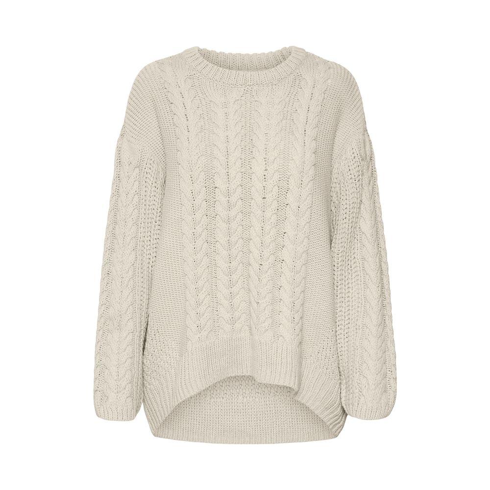 Vero Moda Beige Cotton Sweater Vero Moda Light Gray