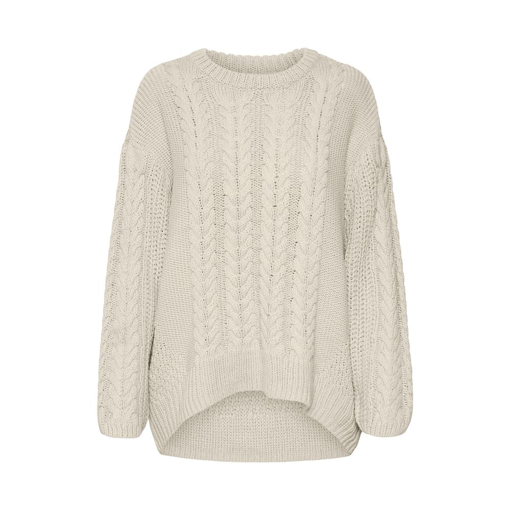 Vero Moda Beige Cotton Sweater Vero Moda Light Gray