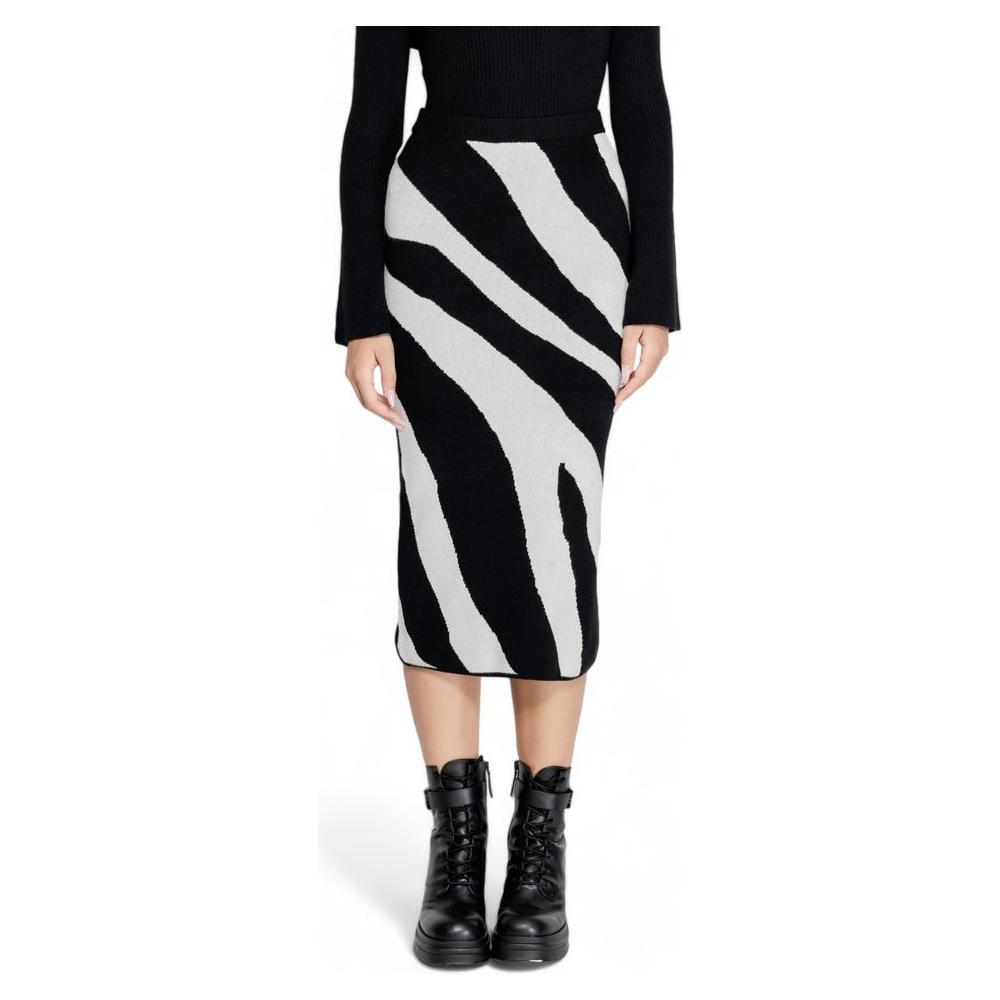 Vero Moda Black Viscose Skirt Vero Moda Light Gray