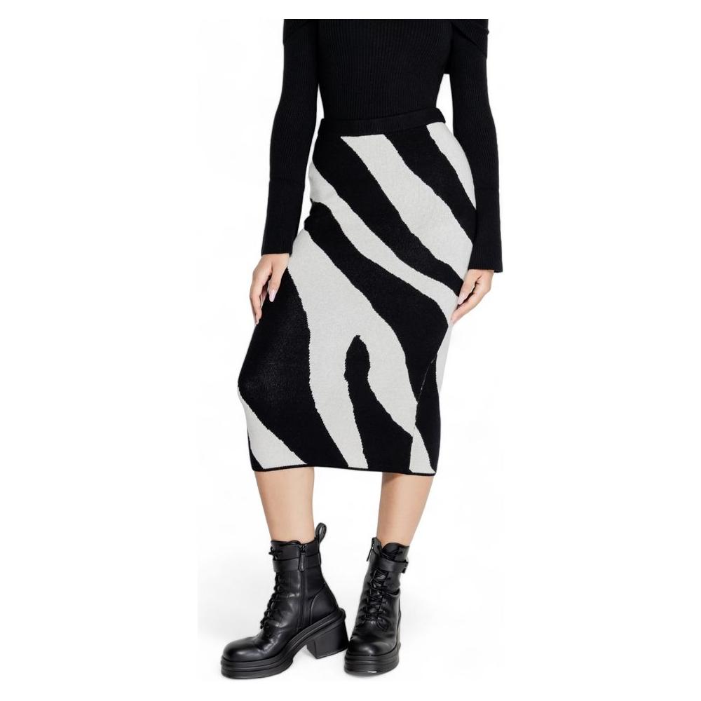 Vero Moda Black Viscose Skirt Vero Moda Light Gray