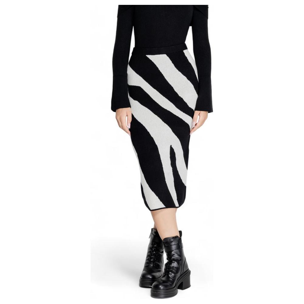 Vero Moda Black Viscose Skirt Vero Moda Light Gray