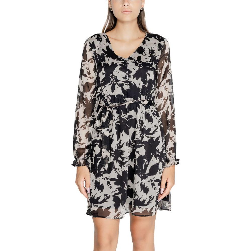 Jacqueline De Yong Black Recycled Polyester Dress Jacqueline De Yong Gray