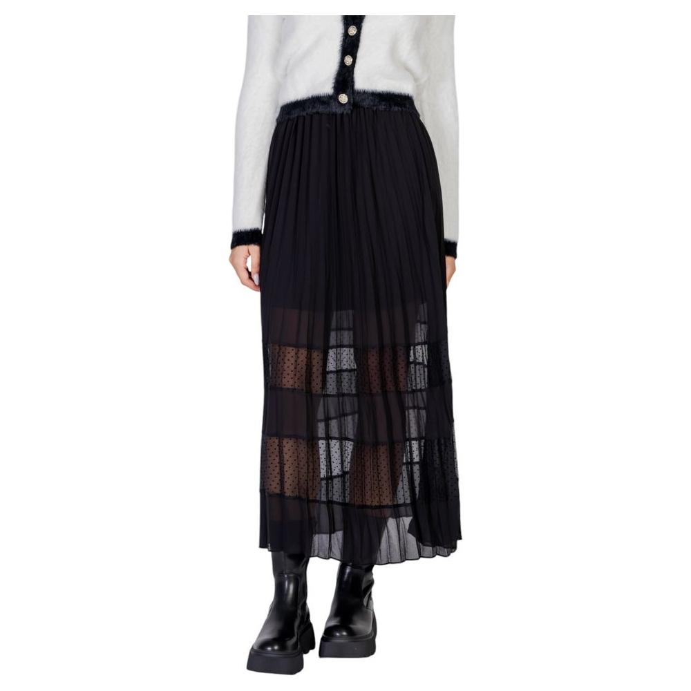 Morgan De Toi Black Polyester Skirt Morgan De Toi Light Gray