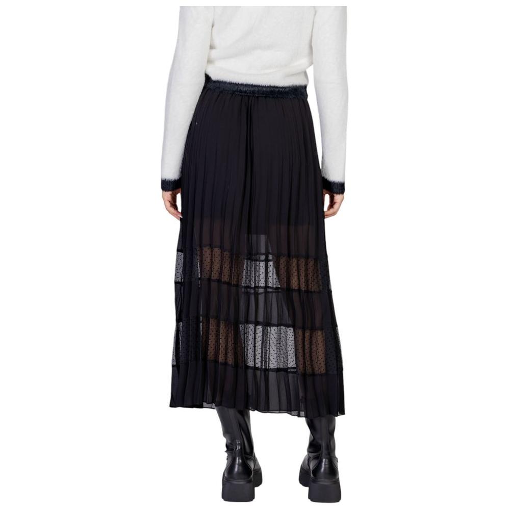 Morgan De Toi Black Polyester Skirt Morgan De Toi Light Gray