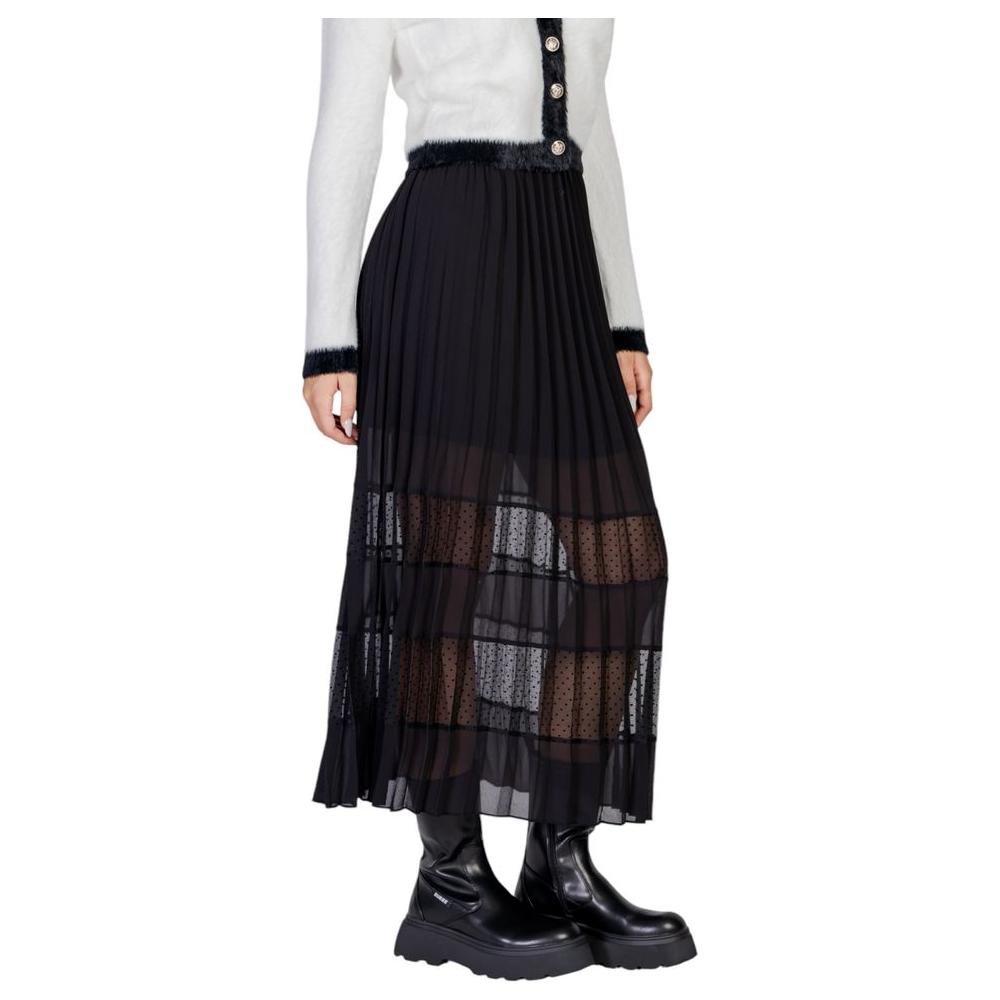 Morgan De Toi Black Polyester Skirt Morgan De Toi Light Gray