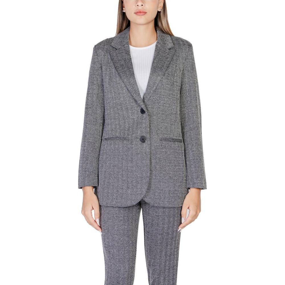 ICHI Black Polyester Suits & Blazer ICHI Slate Gray