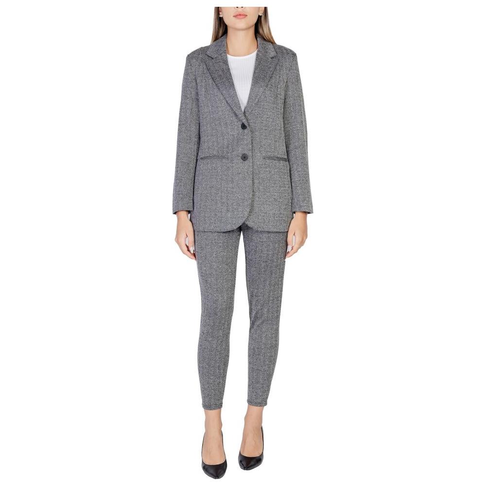 ICHI Black Polyester Suits & Blazer ICHI Slate Gray