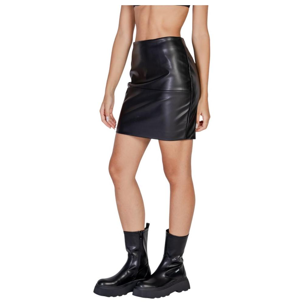 ICHI Black Polyethylene Skirt ICHI Rosy Brown