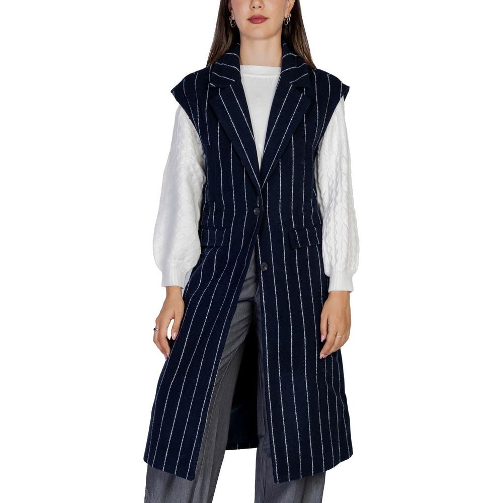 ICHI Blue Polyester Jackets & Coat ICHI Gray