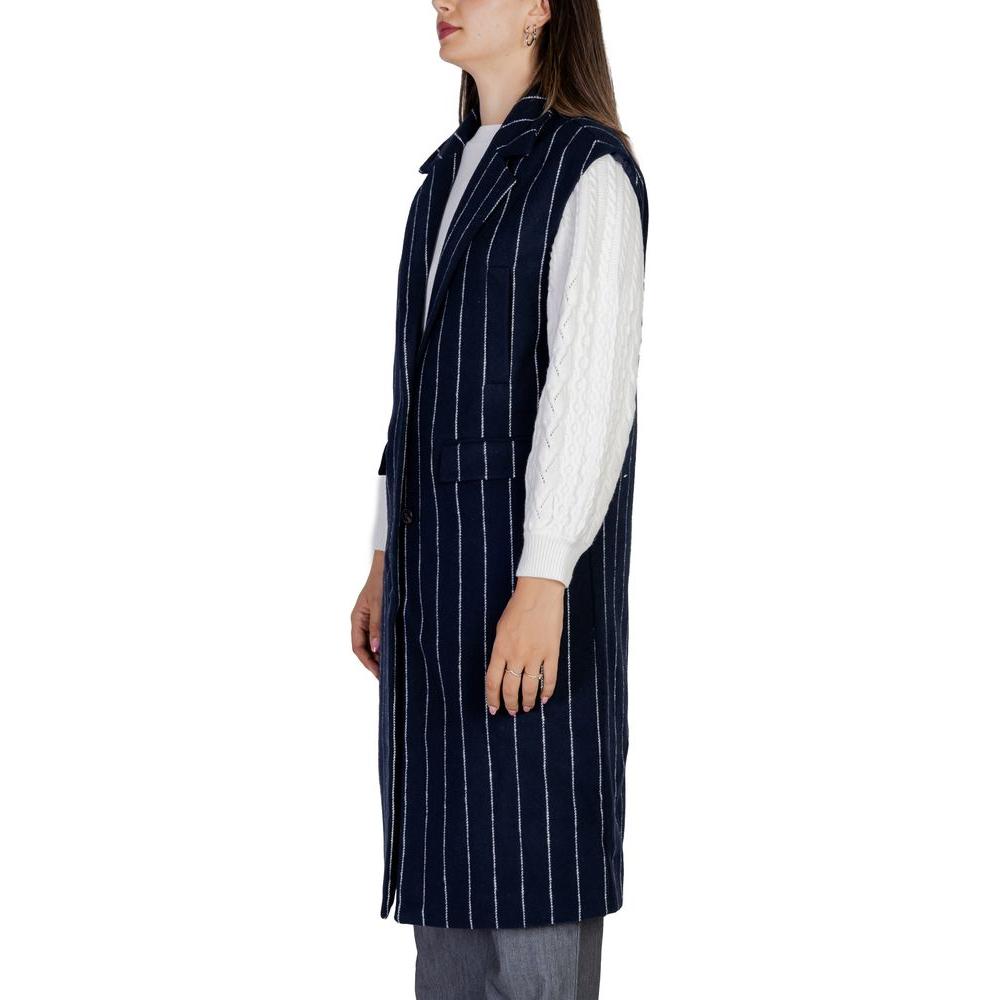 ICHI Blue Polyester Jackets & Coat ICHI Black