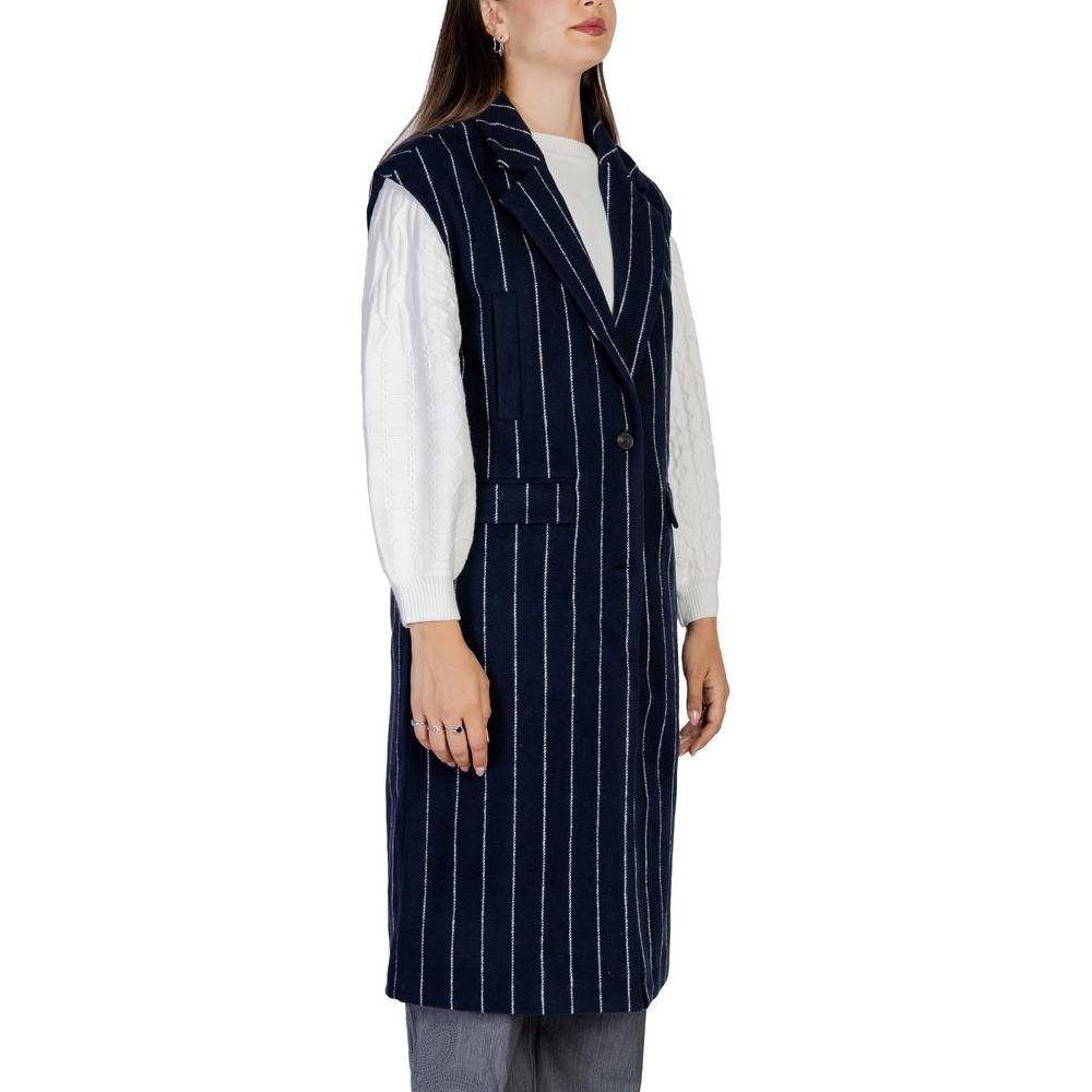 ICHI Blue Polyester Jackets & Coat ICHI Black
