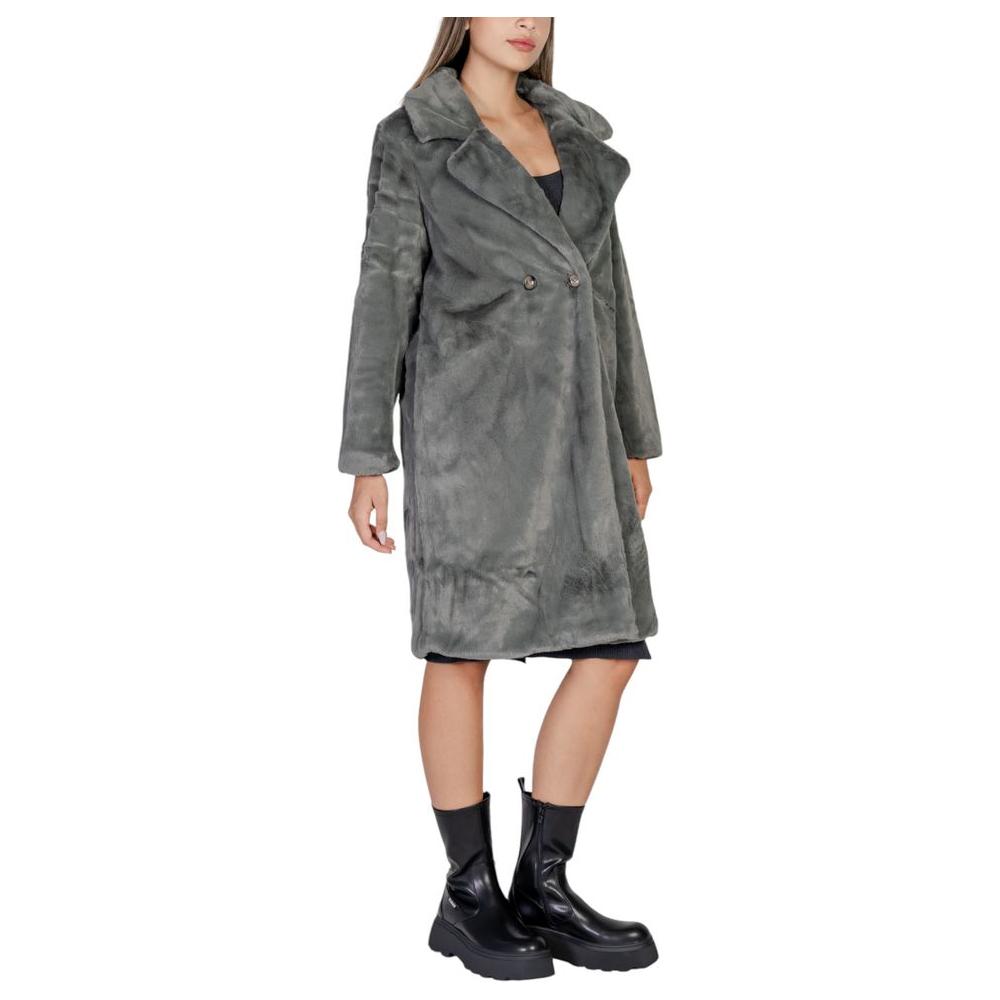 ICHI Black Polyester Jackets & Coat ICHI Dim Gray