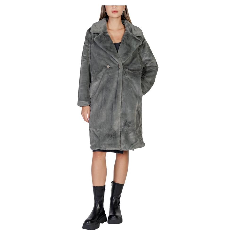 ICHI Black Polyester Jackets & Coat ICHI Dim Gray