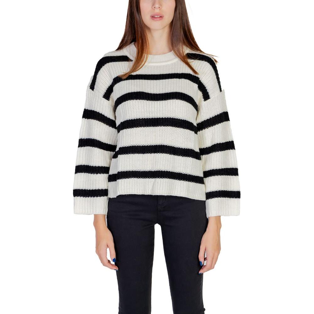 Jacqueline De Yong Cream Acrylic Sweater Jacqueline De Yong Black