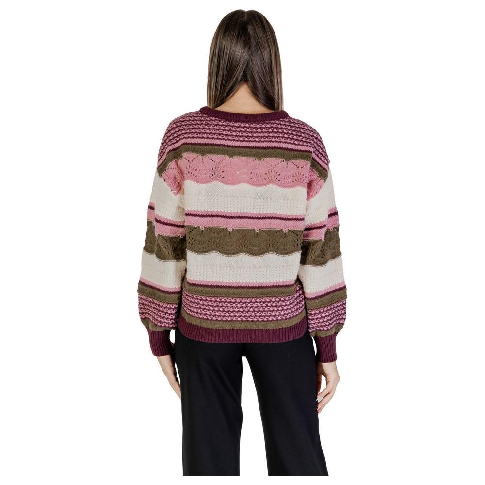 ICHI Multicolor Recycled Polyester Sweater ICHI Gray
