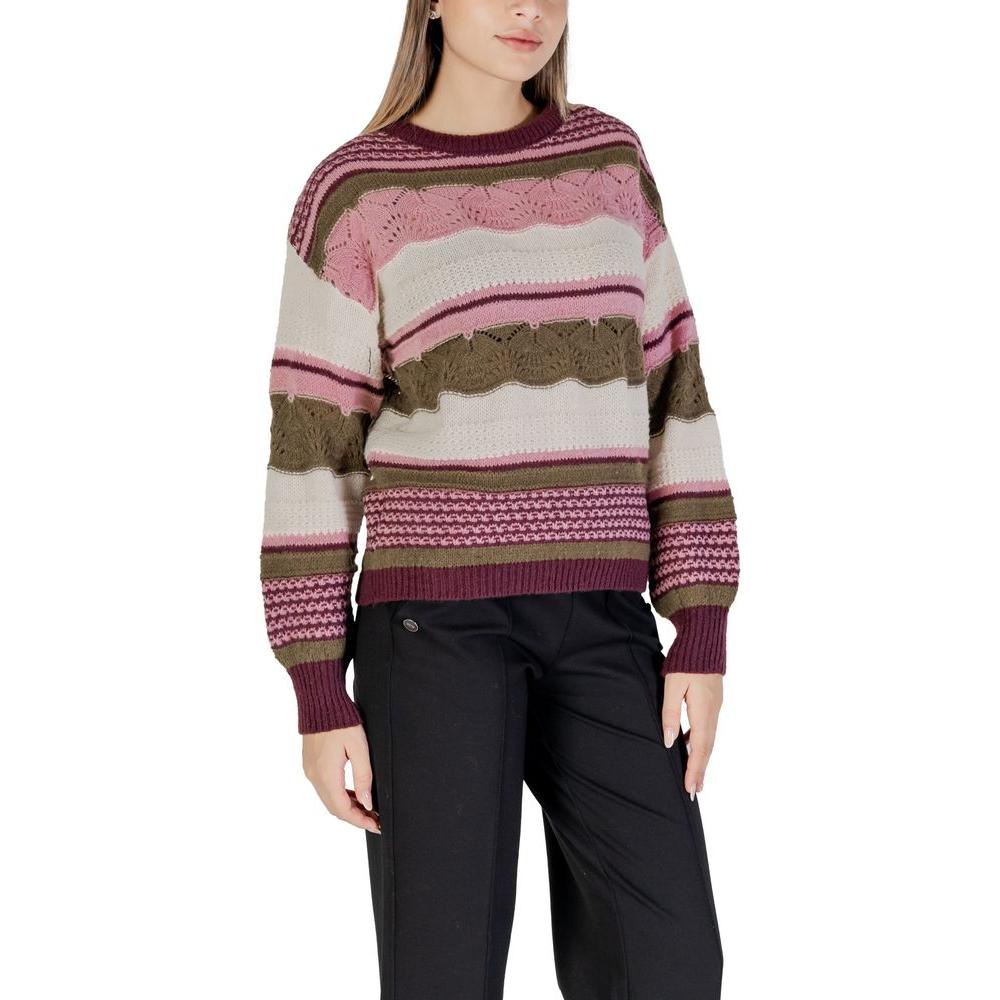 ICHI Multicolor Recycled Polyester Sweater ICHI Gray