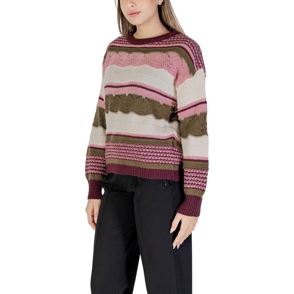 ICHI Multicolor Recycled Polyester Sweater ICHI Tan
