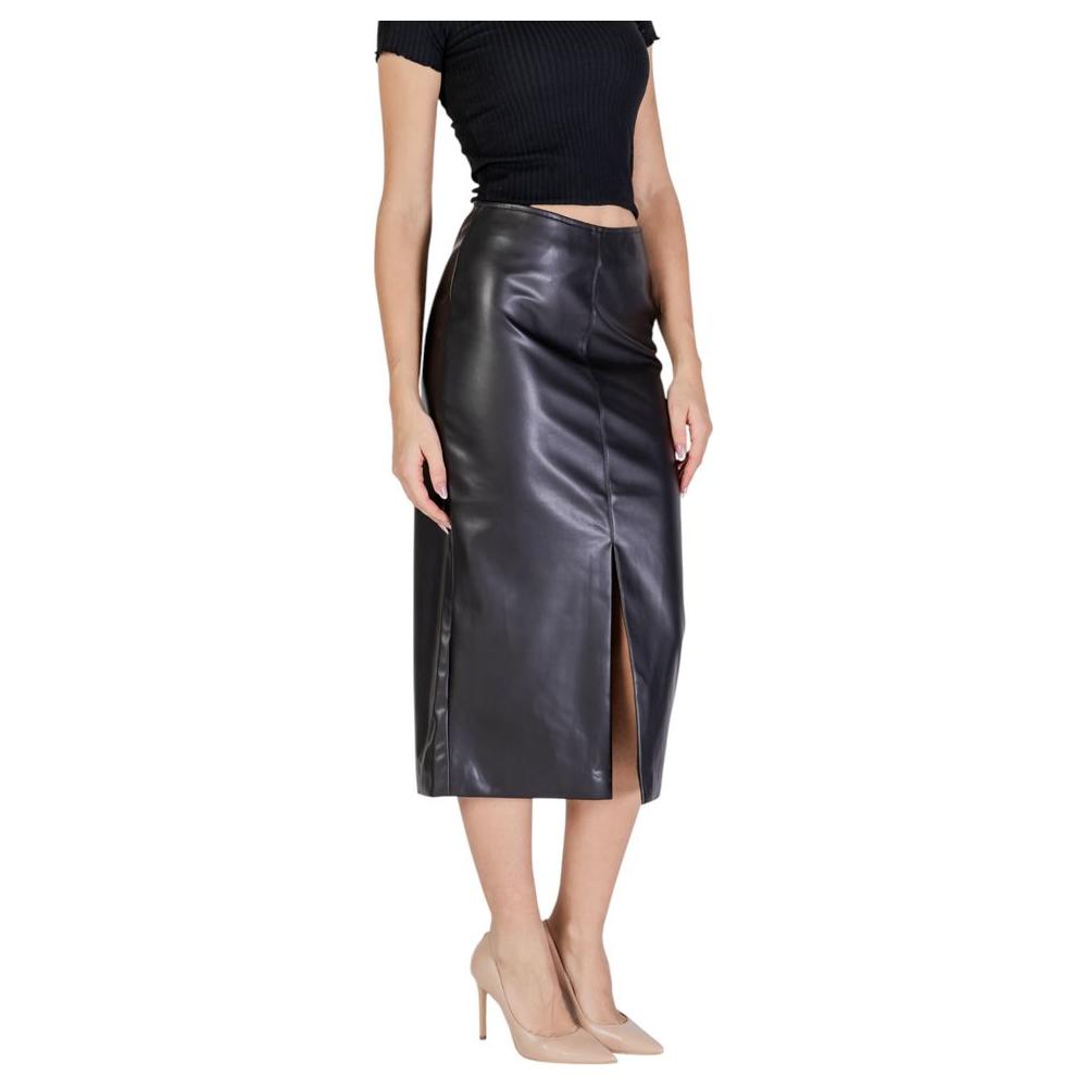 ICHI Black Polyester Skirt ICHI Tan