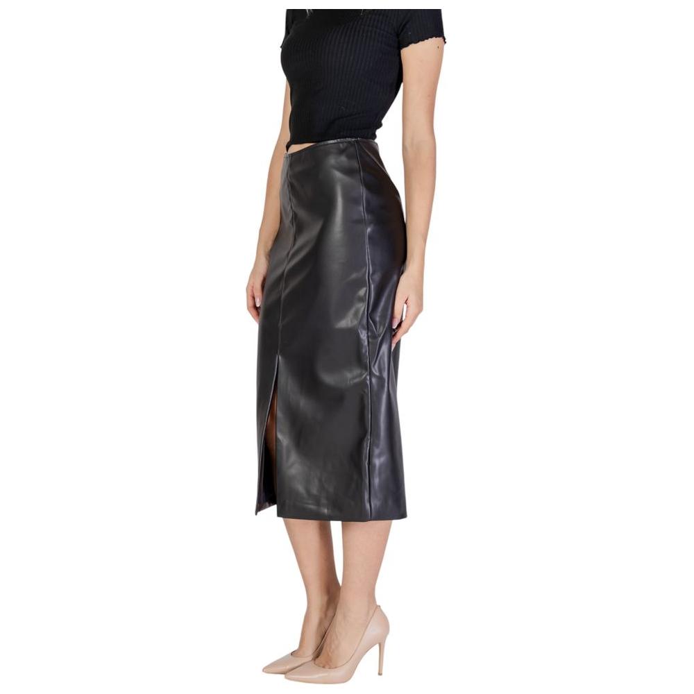 ICHI Black Polyester Skirt ICHI Tan