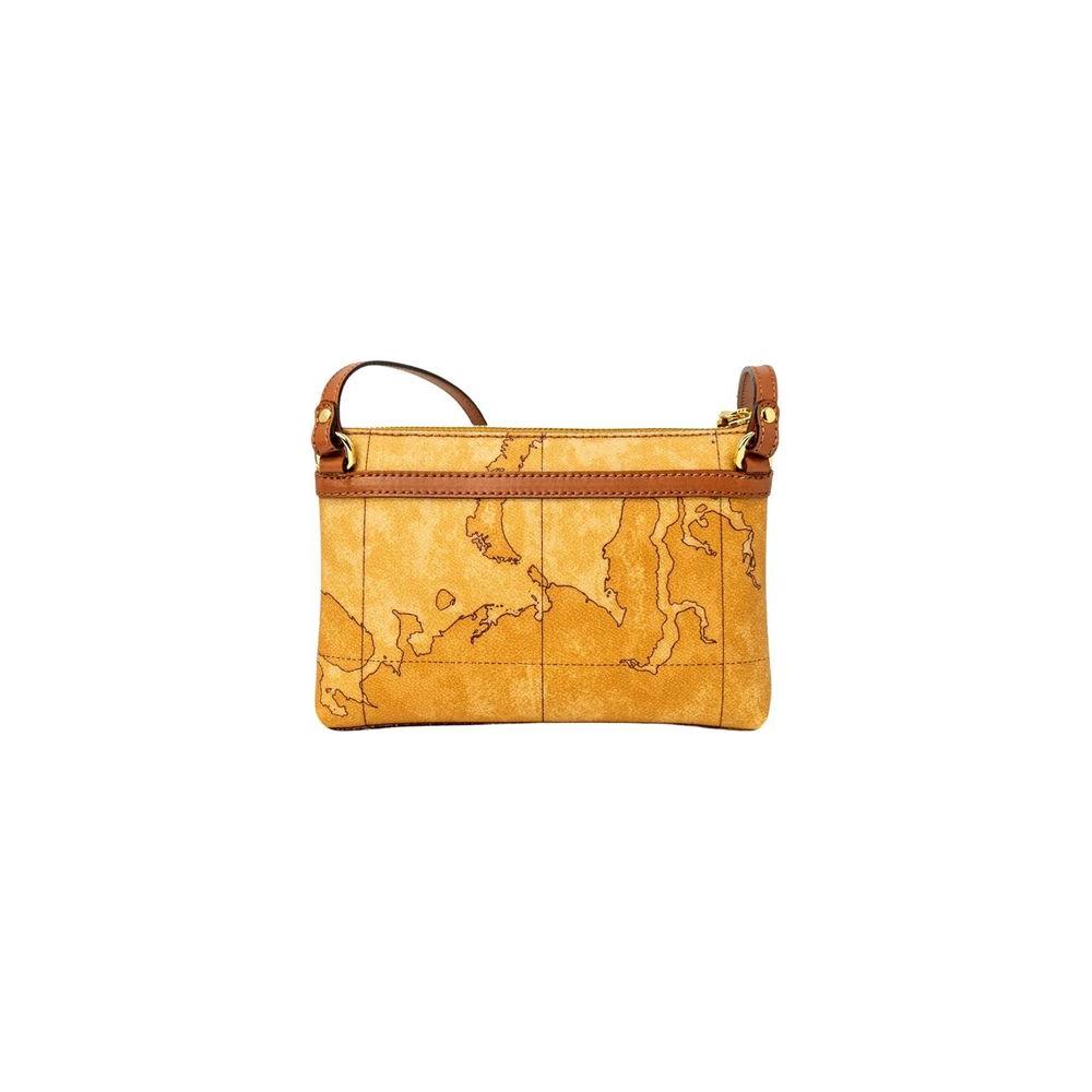 Alviero Martini Prima Classe beige leather handbag with map design, part of the Autumn/Winter collection, women’s bag 13x20x2 cm.
