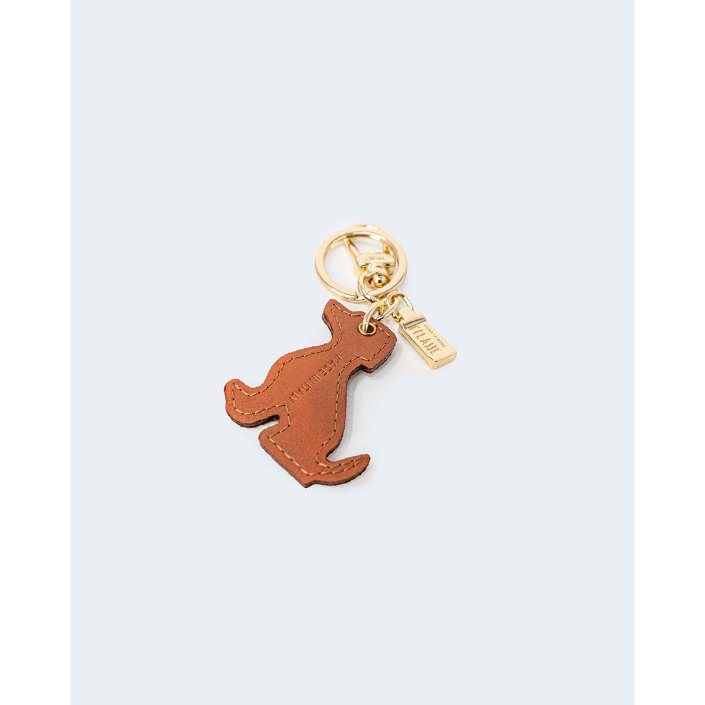Alviero Martini Prima Classe beige leather keychain with elegant design and gold accents, perfect for organizing keys in style.