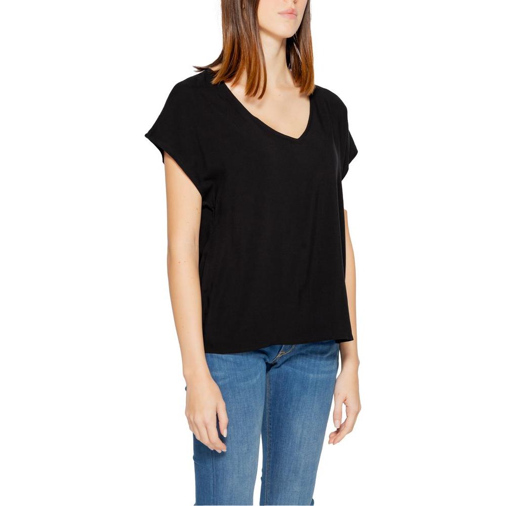 Jacqueline De Yong Black Viscose Tops & T-Shirt Jacqueline De Yong Tan