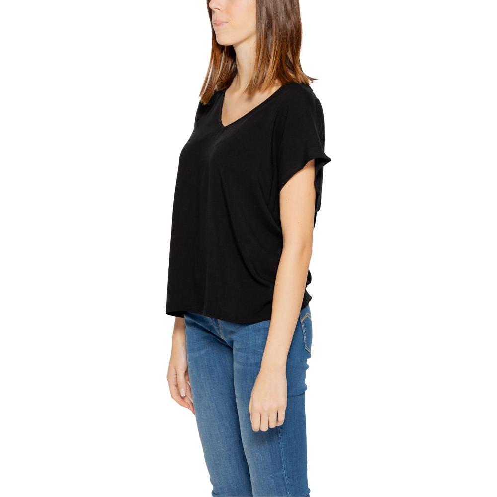 Jacqueline De Yong Black Viscose Tops & T-Shirt Jacqueline De Yong Tan
