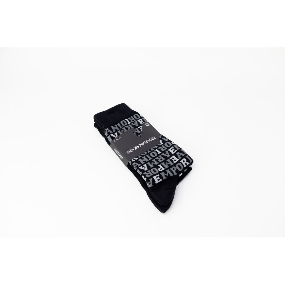 Emporio Armani Underwear Black Cotton Sock Emporio Armani Underwear Snow