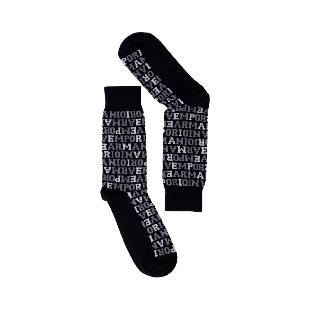 Emporio Armani Underwear Black Cotton Sock Emporio Armani Underwear Black