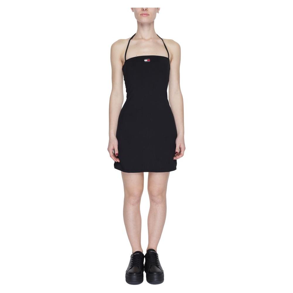 Tommy Hilfiger Jeans Black Recycled Polyester Dress Tommy Hilfiger Jeans Black