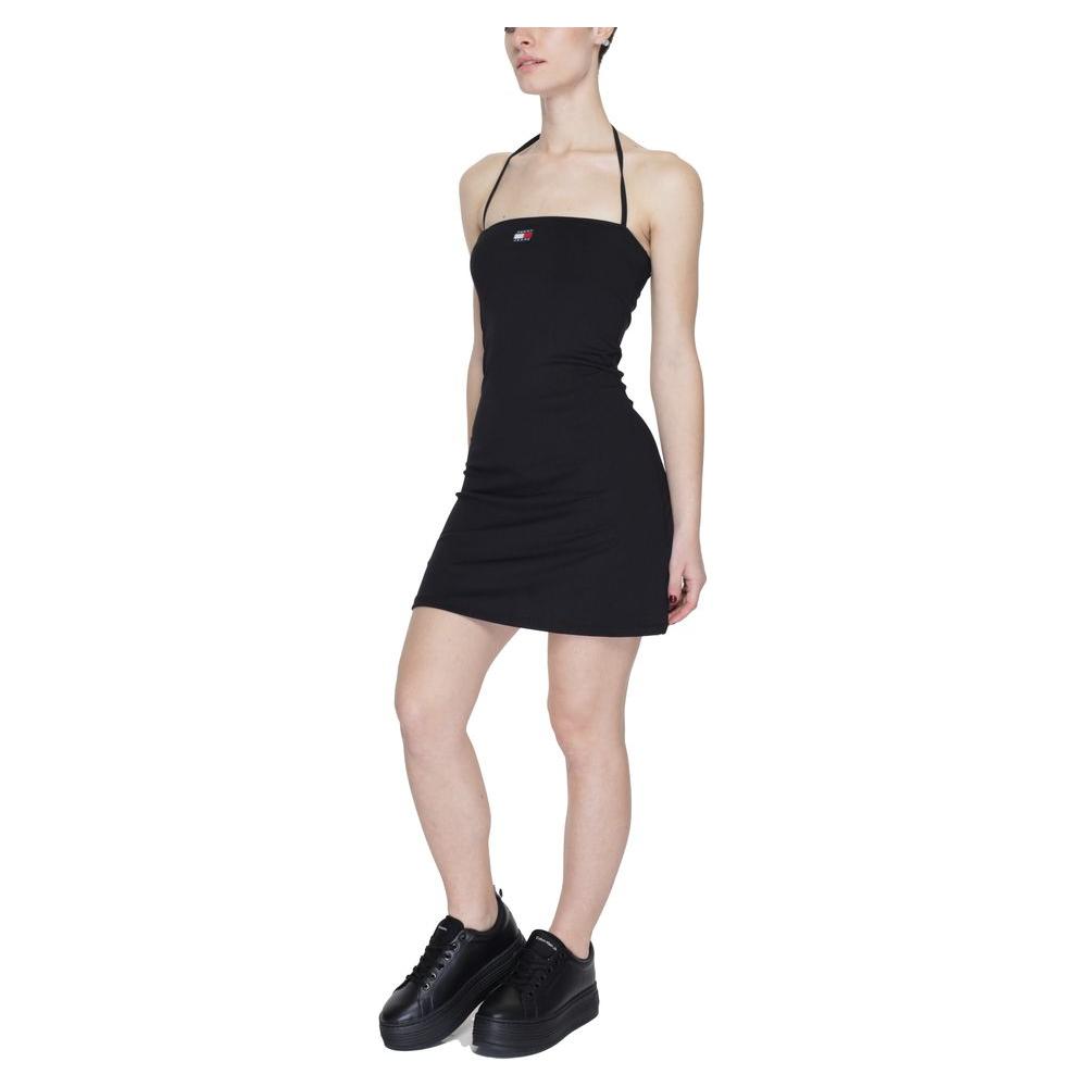 Tommy Hilfiger Jeans Black Recycled Polyester Dress Tommy Hilfiger Jeans Dark Slate Gray