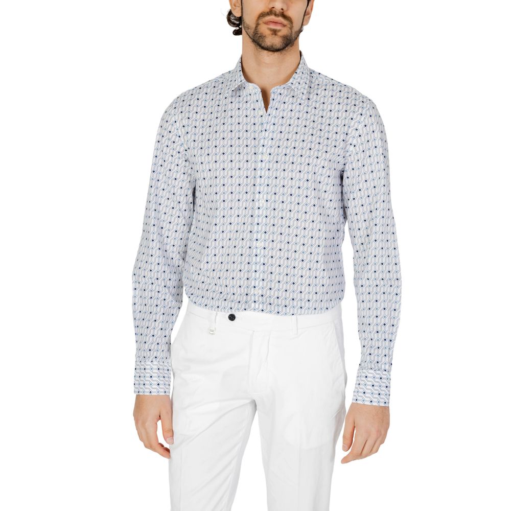 Antony Morato Blue Cotton Shirt Antony Morato Light Gray