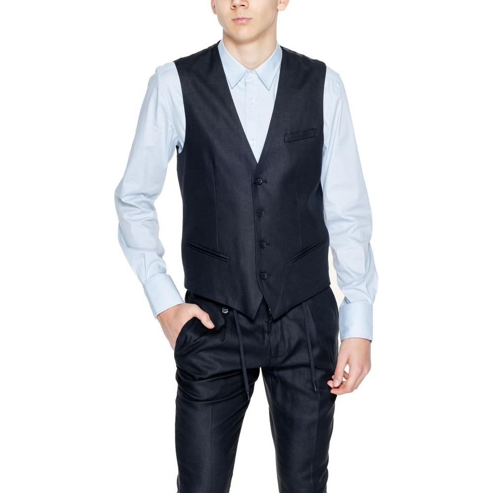 Antony Morato Black Linen Vest Antony Morato Dark Slate Gray