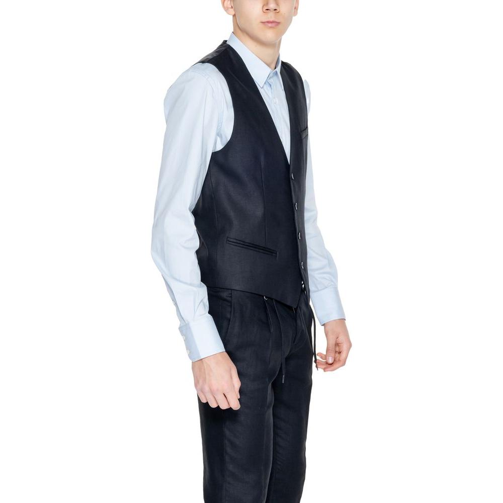 Antony Morato Black Linen Vest Antony Morato Dark Slate Gray
