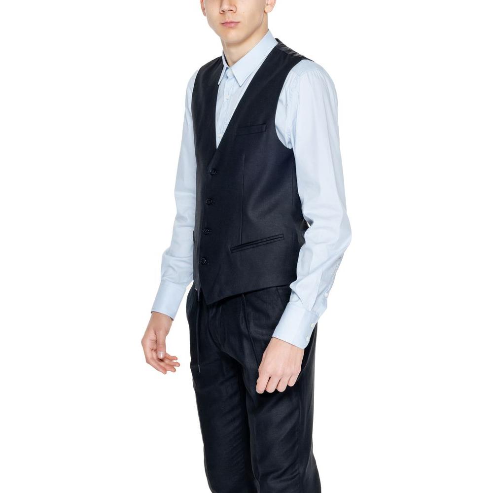 Antony Morato Black Linen Vest Antony Morato Dark Slate Gray