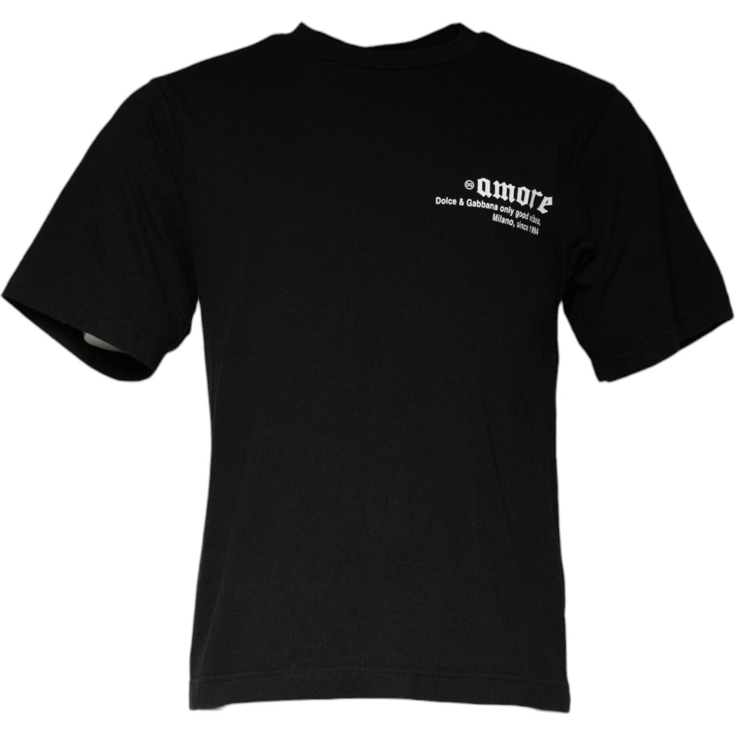 Dolce & Gabbana Black Amore Print Cotton Crew Neck T-shirt Dolce & Gabbana Black