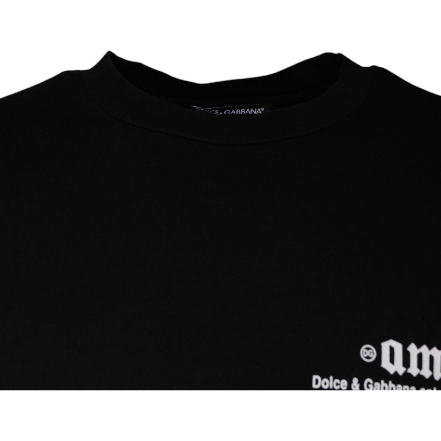Dolce & Gabbana Black Amore Print Cotton Crew Neck T-shirt Dolce & Gabbana Black