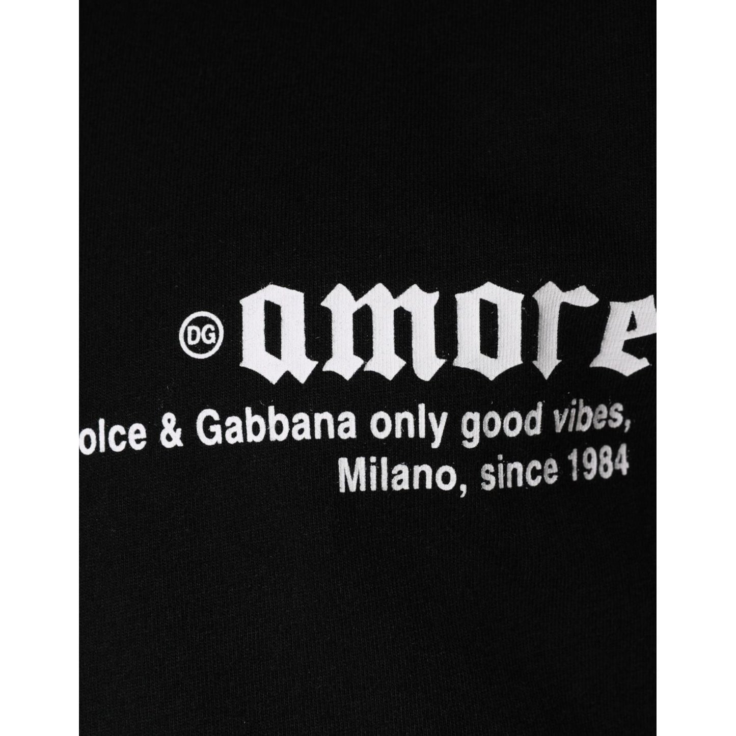 Dolce & Gabbana Black Amore Print Cotton Crew Neck T-shirt Dolce & Gabbana Black