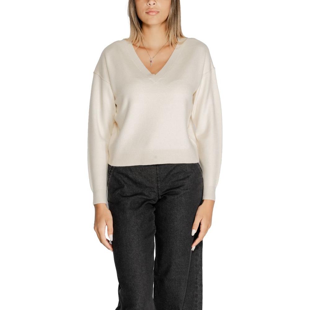 Vero Moda White Viscose Sweater Vero Moda Dark Slate Gray