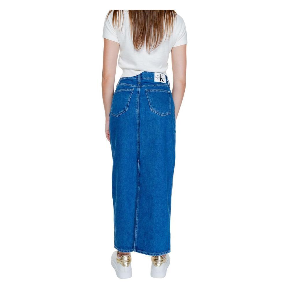 Calvin Klein Jeans Blue Cotton Long Skirt