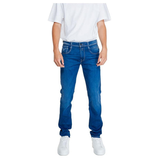 Replay Blue Cotton Relaxed Fit Jean