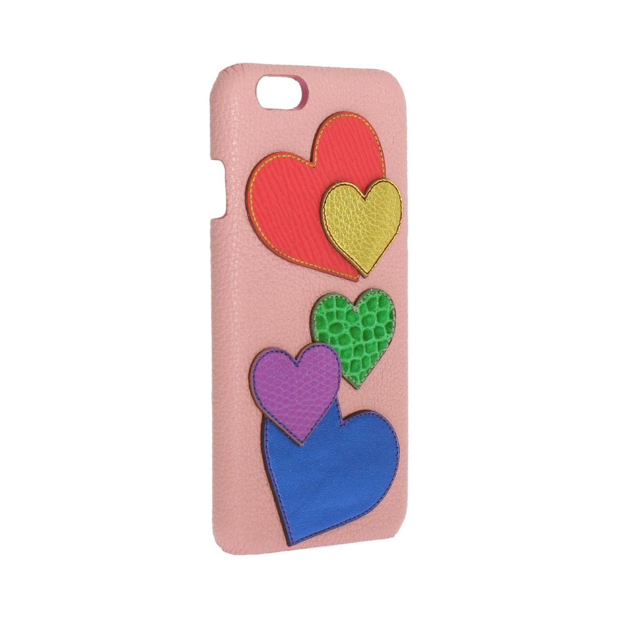 Dolce & Gabbana Chic Pink Leather Heart-Embellished Phone Cover Dolce & Gabbana Rosy Brown