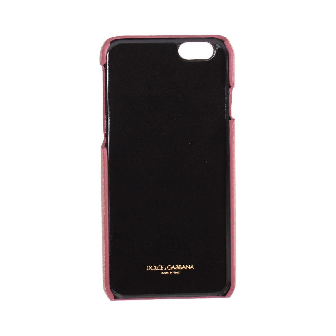 Dolce & Gabbana Chic Pink Leather Heart-Embellished Phone Cover Dolce & Gabbana Black