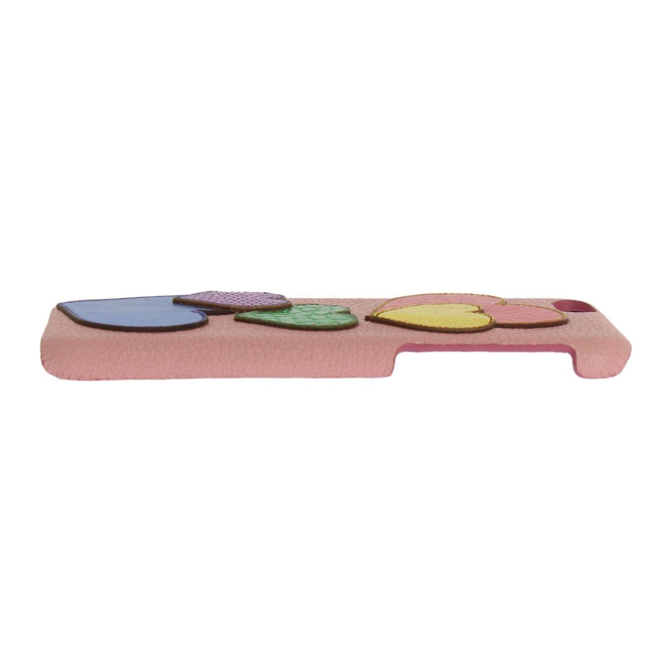 Dolce & Gabbana Chic Pink Leather Heart-Embellished Phone Cover Dolce & Gabbana Rosy Brown