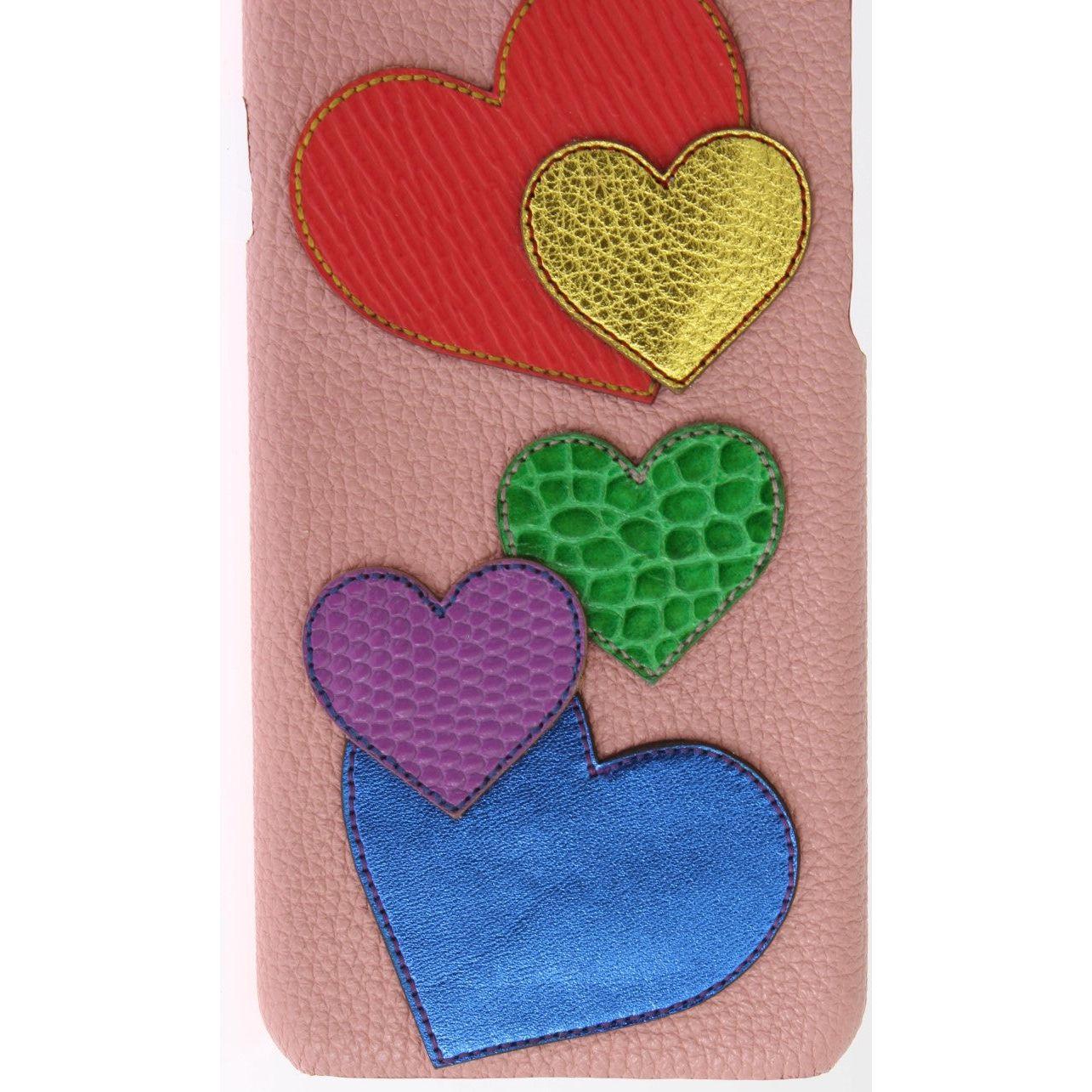 Dolce & Gabbana Chic Pink Leather Heart-Embellished Phone Cover Dolce & Gabbana Rosy Brown